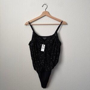 NWT EXPRESS Black Sequin Bodysuit